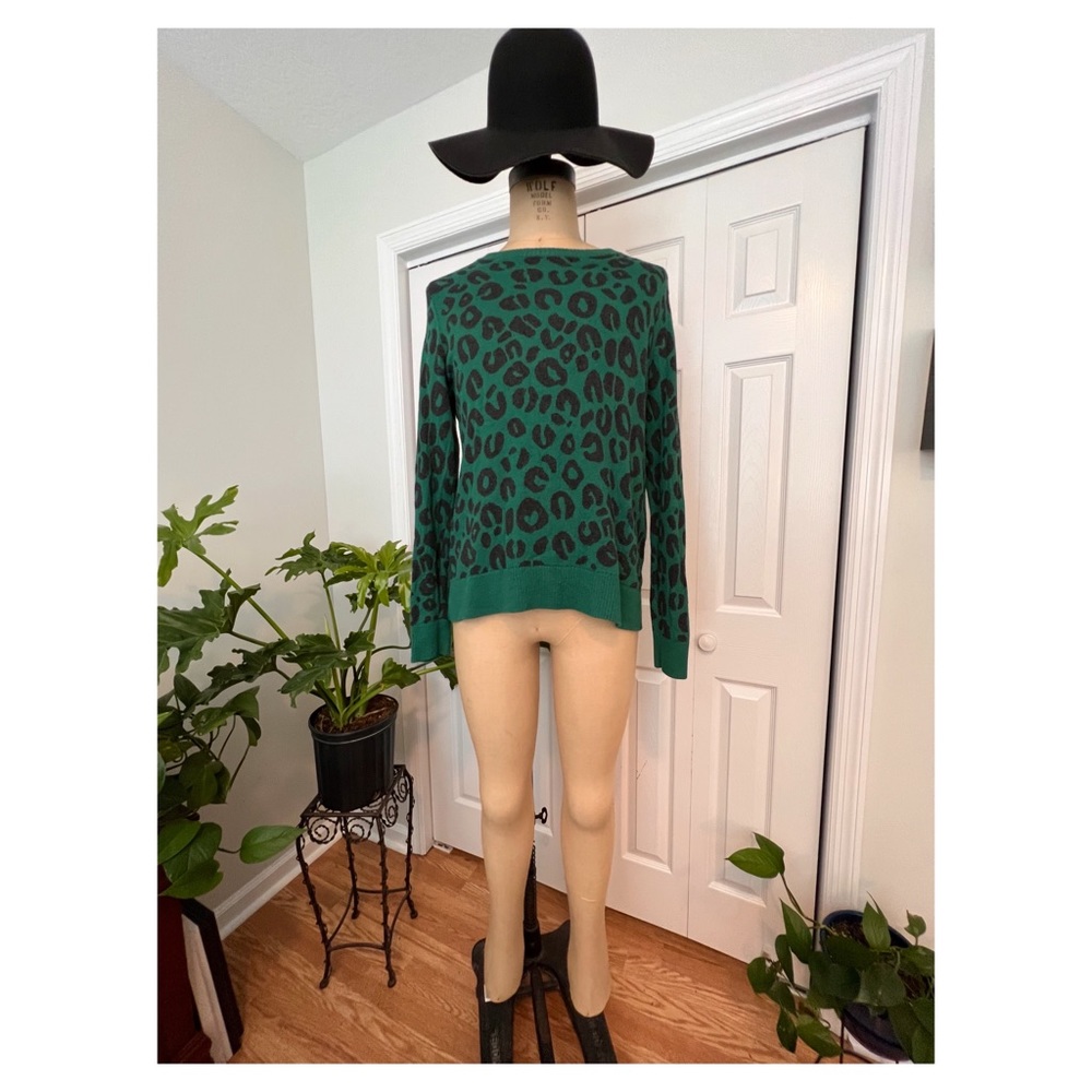 A NEW DAY BRAND TEAL BLUE/GREEN CHEETAH SWEATER SIZE XXL